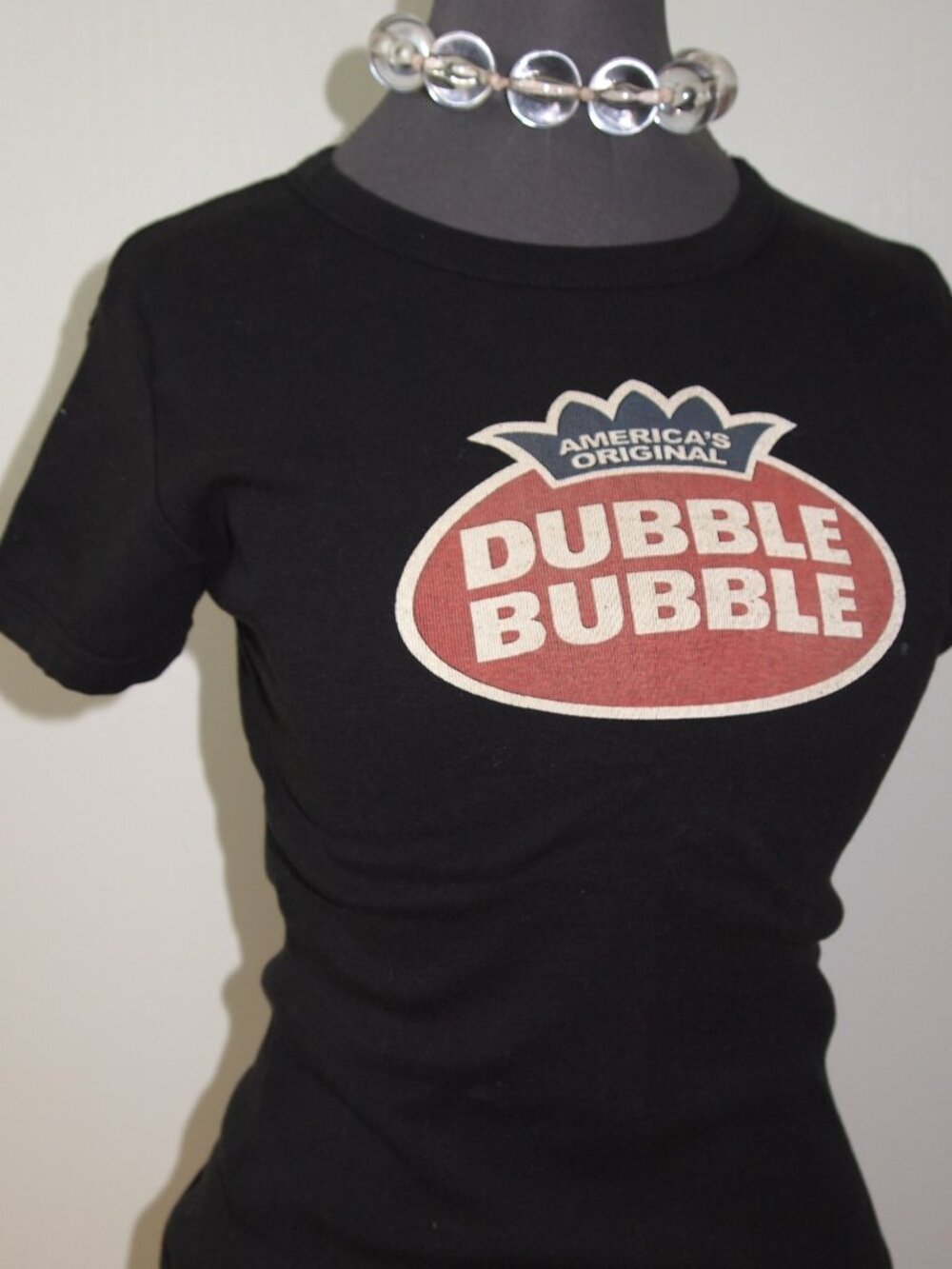 Y2K Vintage Tee Double Bubble Gum Black Crew Neck Super Soft Cotton Girls XL